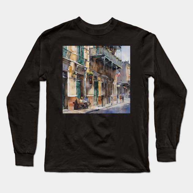 Memories of New Orleans - Bourbon Street Long Sleeve T-Shirt by Oldetimemercan